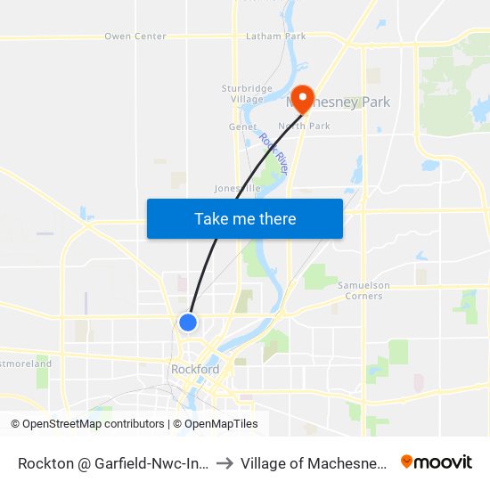 Rockton @ Garfield-Nwc-Inbound to Village of Machesney Park map