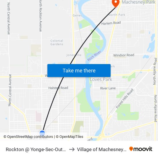 Rockton @ Yonge-Sec-Outbound to Village of Machesney Park map