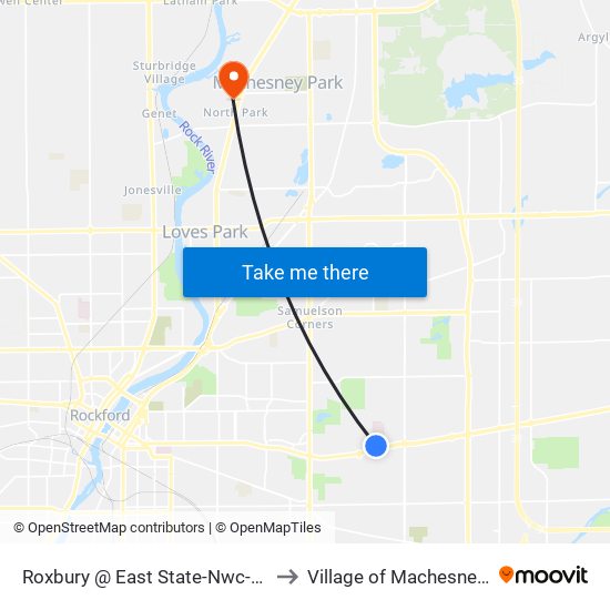 Roxbury @ East State-Nwc-Inbound to Village of Machesney Park map