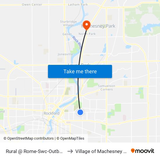 Rural @ Rome-Swc-Outbound to Village of Machesney Park map