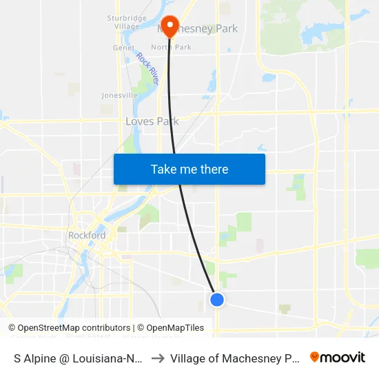 S Alpine @ Louisiana-Nwc to Village of Machesney Park map