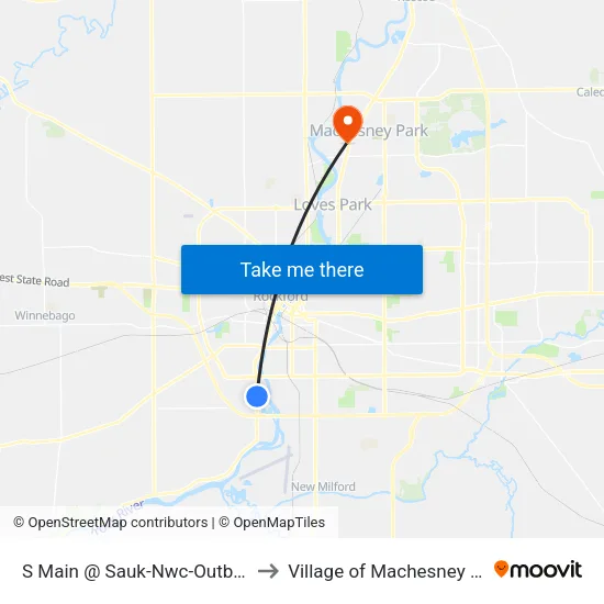 S Main @ Sauk-Nwc-Outbound to Village of Machesney Park map