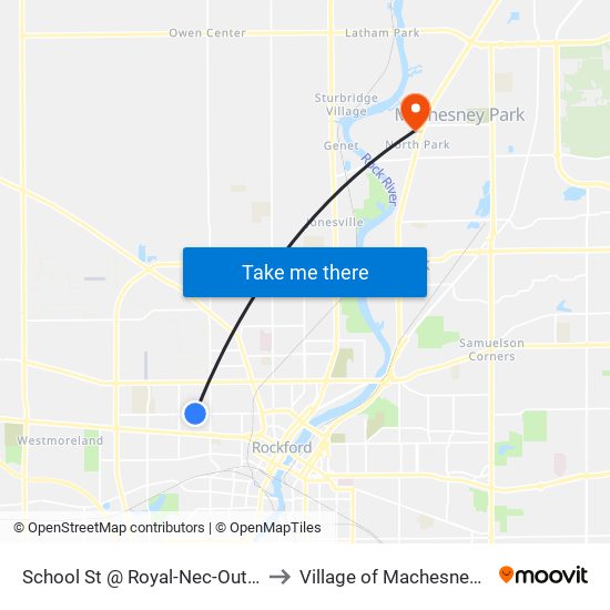 School St @ Royal-Nec-Outbound to Village of Machesney Park map