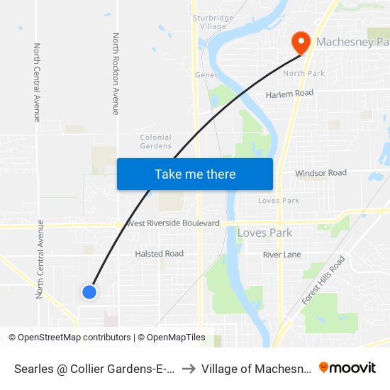 Searles @ Collier Gardens-E-Outbound to Village of Machesney Park map