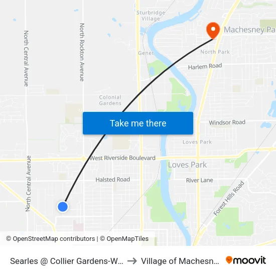 Searles @ Collier Gardens-W-Inbound to Village of Machesney Park map