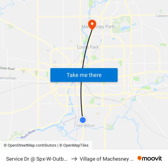 Service Dr @ Spx-W-Outbound to Village of Machesney Park map