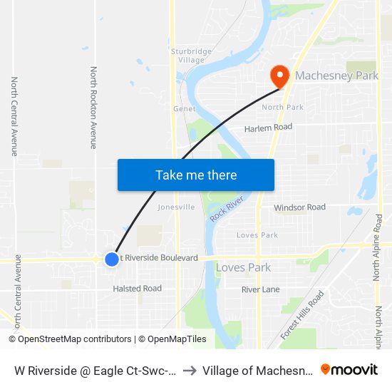 W Riverside @ Eagle Ct-Swc-Outbound to Village of Machesney Park map