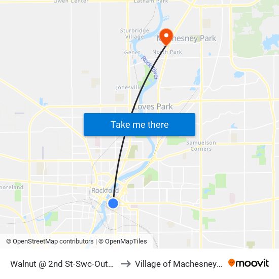 Walnut @ 2nd St-Swc-Outbound to Village of Machesney Park map
