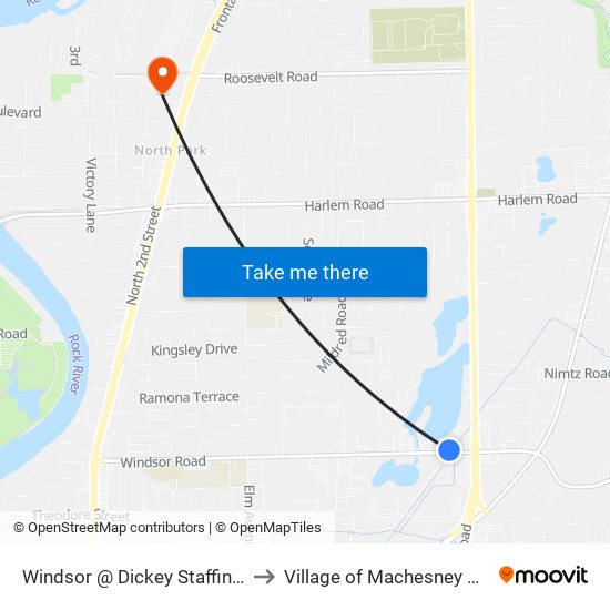 Windsor @ Dickey Staffing-N to Village of Machesney Park map
