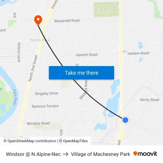 Windsor @ N Alpine-Nec to Village of Machesney Park map