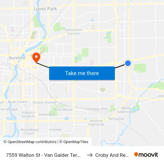 7559 Walton St - Van Galder Terminal to Croby And Regan map