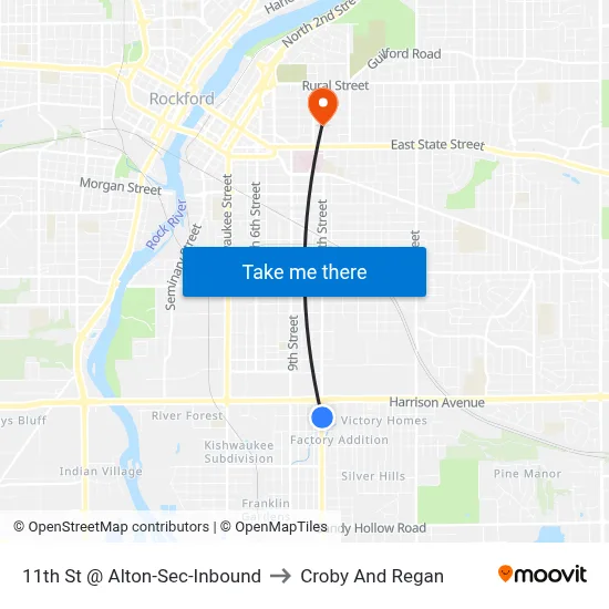 11th St @ Alton-Sec-Inbound to Croby And Regan map