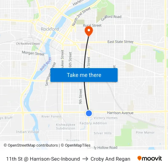 11th St @ Harrison-Sec-Inbound to Croby And Regan map