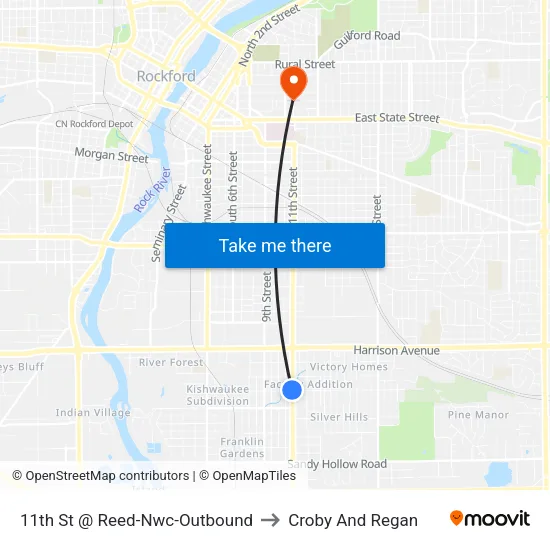 11th St @ Reed-Nwc-Outbound to Croby And Regan map