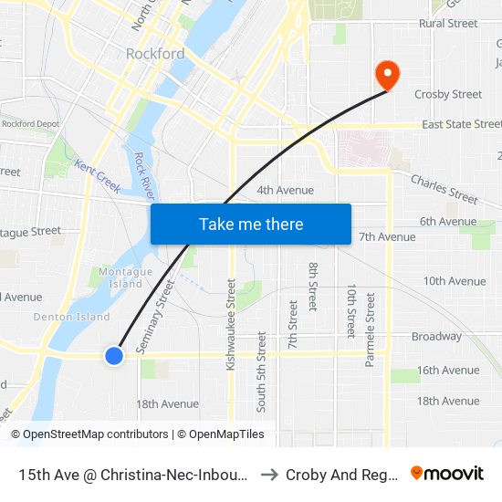 15th Ave @ Christina-Nec-Inbound to Croby And Regan map