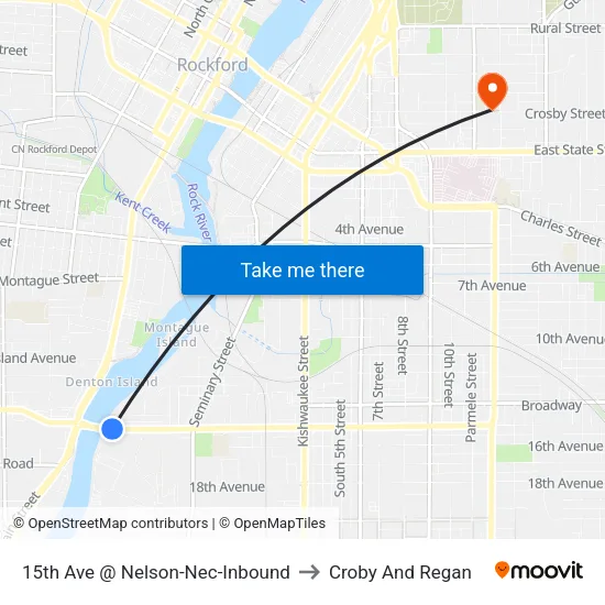 15th Ave @ Nelson-Nec-Inbound to Croby And Regan map