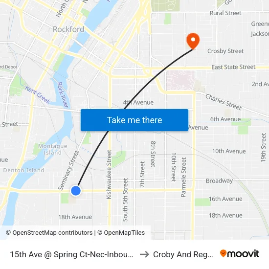 15th Ave @ Spring Ct-Nec-Inbound to Croby And Regan map