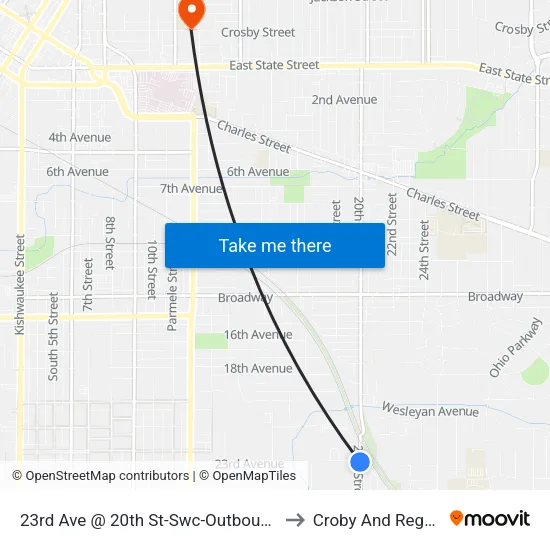 23rd Ave @ 20th St-Swc-Outbound to Croby And Regan map