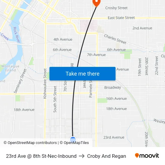 23rd Ave @ 8th St-Nec-Inbound to Croby And Regan map