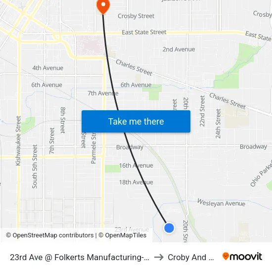 23rd Ave @ Folkerts Manufacturing-S-Outbound to Croby And Regan map