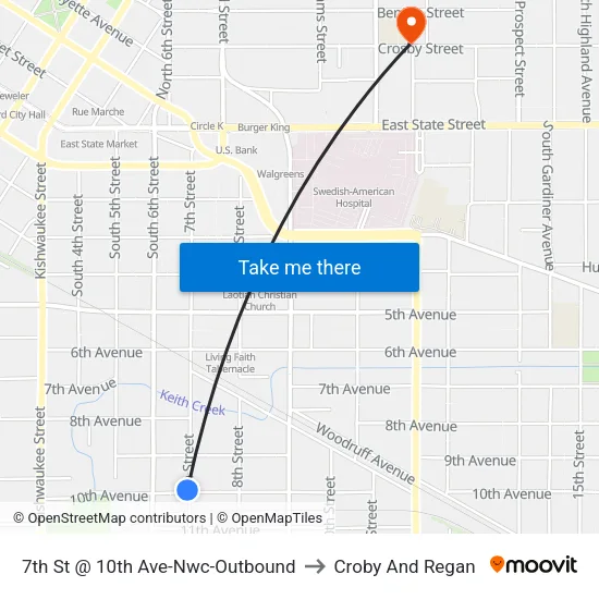 7th St @ 10th Ave-Nwc-Outbound to Croby And Regan map