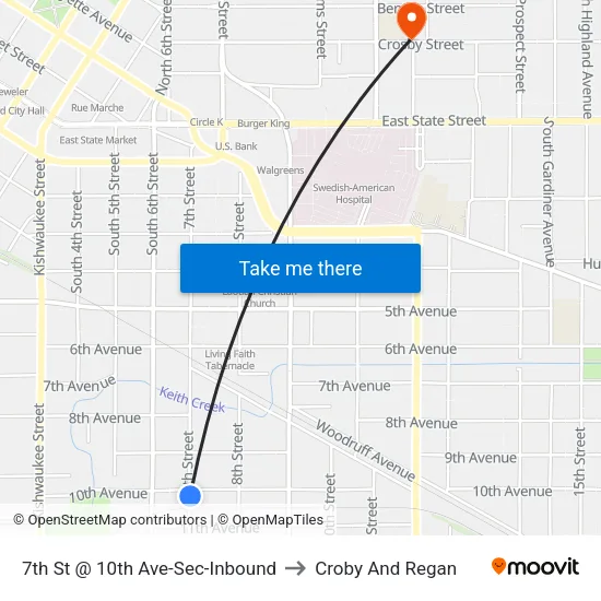 7th St @ 10th Ave-Sec-Inbound to Croby And Regan map