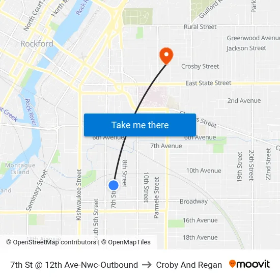 7th St @ 12th Ave-Nwc-Outbound to Croby And Regan map