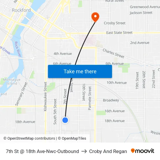 7th St @ 18th Ave-Nwc-Outbound to Croby And Regan map