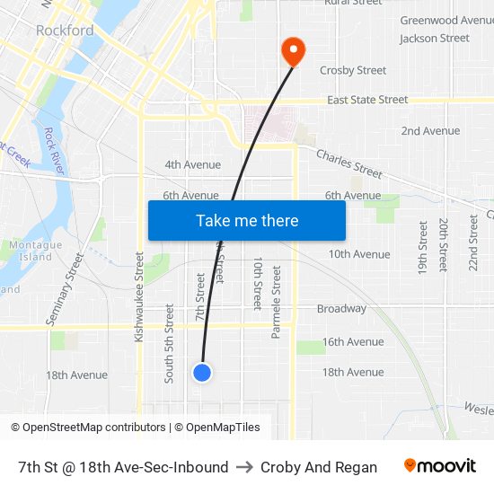 7th St @ 18th Ave-Sec-Inbound to Croby And Regan map