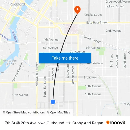7th St @ 20th Ave-Nwc-Outbound to Croby And Regan map