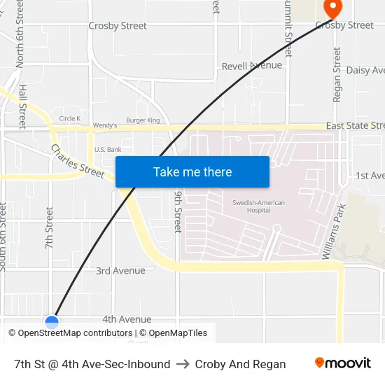 7th St @ 4th Ave-Sec-Inbound to Croby And Regan map