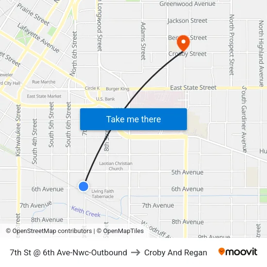 7th St @ 6th Ave-Nwc-Outbound to Croby And Regan map
