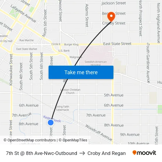 7th St @ 8th Ave-Nwc-Outbound to Croby And Regan map