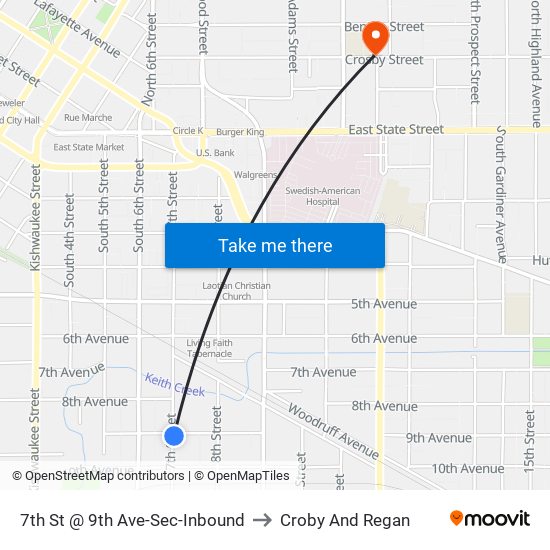 7th St @ 9th Ave-Sec-Inbound to Croby And Regan map