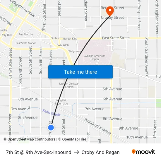7th St @ 9th Ave-Sec-Inbound to Croby And Regan map