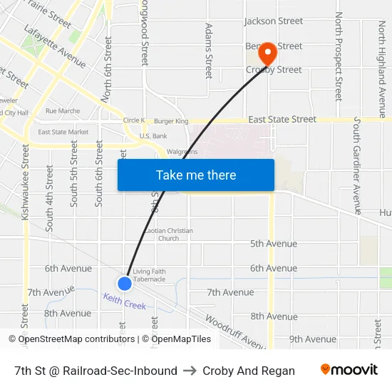 7th St @ Railroad-Sec-Inbound to Croby And Regan map