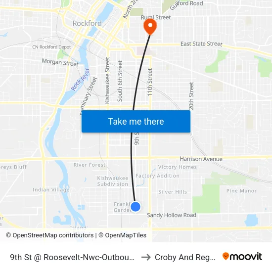 9th St @ Roosevelt-Nwc-Outbound to Croby And Regan map