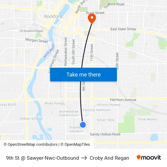 9th St @ Sawyer-Nwc-Outbound to Croby And Regan map