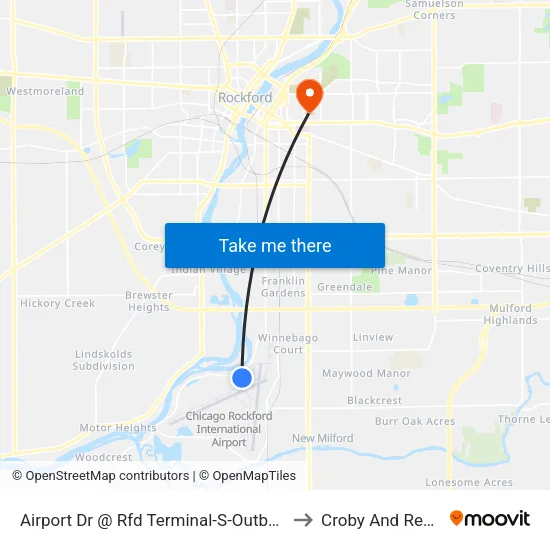 Airport Dr @ Rfd Terminal-S-Outbound to Croby And Regan map