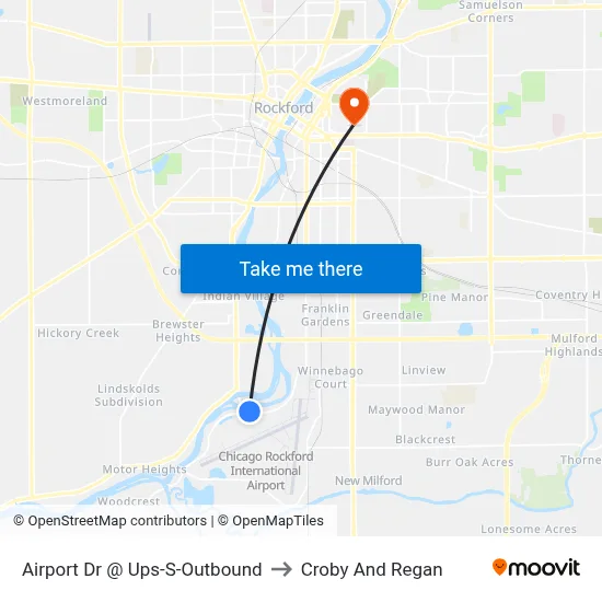 Airport Dr @ Ups-S-Outbound to Croby And Regan map