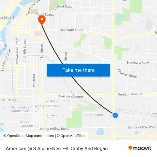 American @ S Alpine-Nec to Croby And Regan map