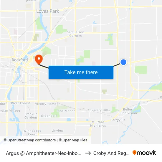 Argus @ Amphitheater-Nec-Inbound to Croby And Regan map