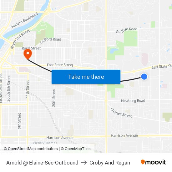 Arnold @ Elaine-Sec-Outbound to Croby And Regan map