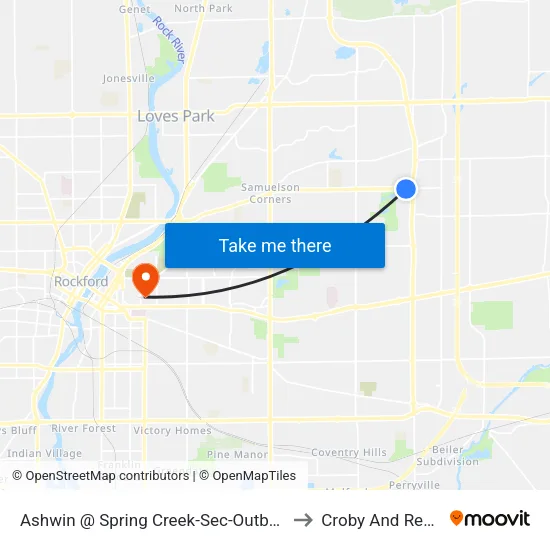 Ashwin @ Spring Creek-Sec-Outbound to Croby And Regan map