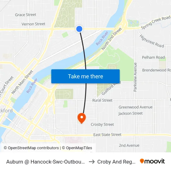 Auburn @ Hancock-Swc-Outbound to Croby And Regan map