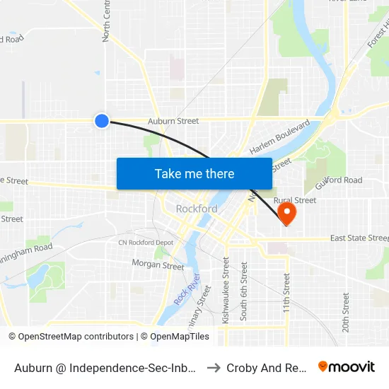 Auburn @ Independence-Sec-Inbound to Croby And Regan map