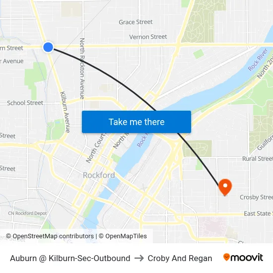 Auburn @ Kilburn-Sec-Outbound to Croby And Regan map