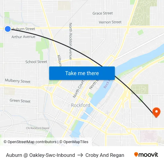 Auburn @ Oakley-Swc-Inbound to Croby And Regan map