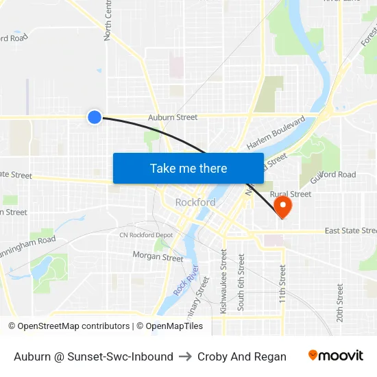 Auburn @ Sunset-Swc-Inbound to Croby And Regan map