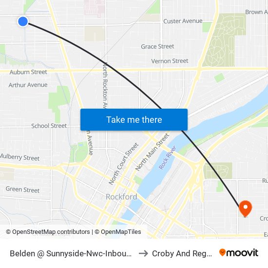 Belden @ Sunnyside-Nwc-Inbound to Croby And Regan map